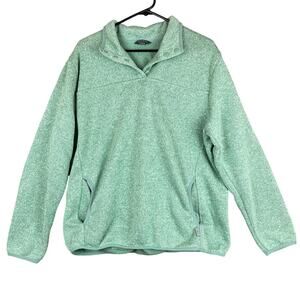 Eddie Bauer Womens Sweatshirt Green Radiator Fleece Snap Mock Neck XL